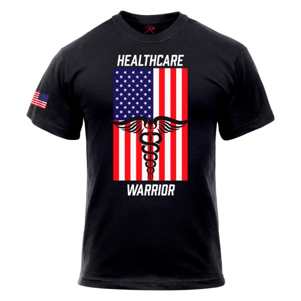 Rothco® - Men's Healthcare Warrior US Flag Large Black T-Shirt