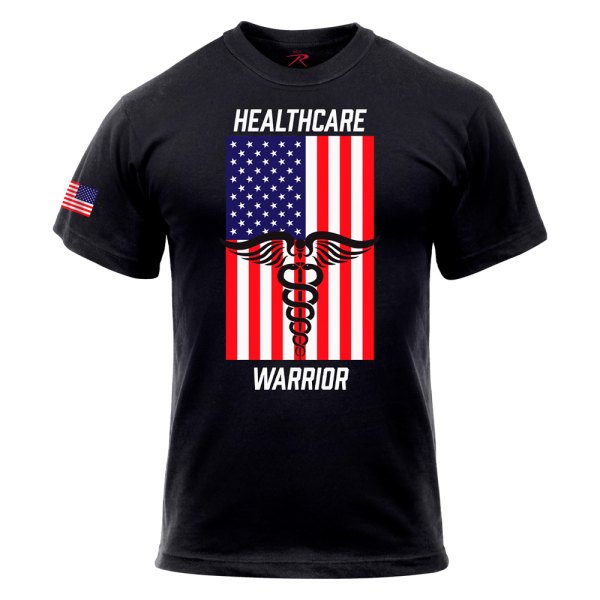 Rothco® - Men's Healthcare Warrior US Flag X-Large Black T-Shirt