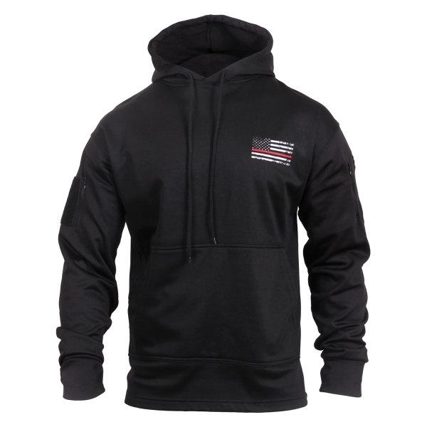 Rothco® - Thin Red Line Men's Small Black Pullover Hoodie with Concealed Carry