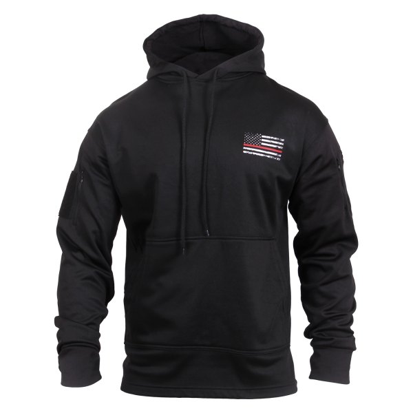 Rothco® - Thin Red Line Men's 3X-Large Black Pullover Hoodie with Concealed Carry