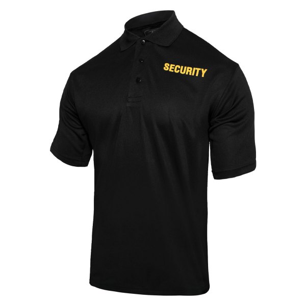 Rothco® - SECURITY Men's Large Black Moisture Wicking Polo Shirt with Gold Lettering