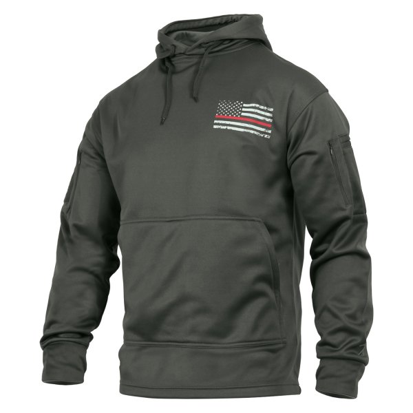 Rothco® - Thin Red Line Men's Large Gray Pullover Hoodie with Concealed Carry