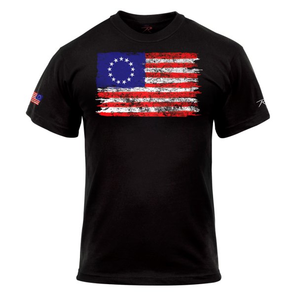 Rothco® - Men's Colonial Betsy Ross Flag Large Black T-Shirt