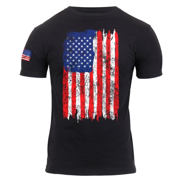 Rothco® - Distressed U.S. Flag Men's X-Large Red/White/Blue Athletic Fit T-Shirt