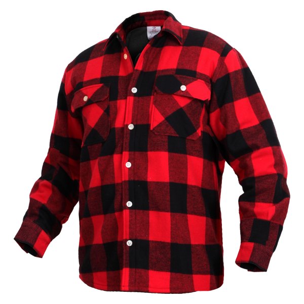 Rothco® - Men's Small Red Fleece Lined Plaid Flannel Long Sleeve Shirt