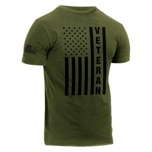 Rothco® - Veteran Flag Men's Small Olive Drab T-Shirt