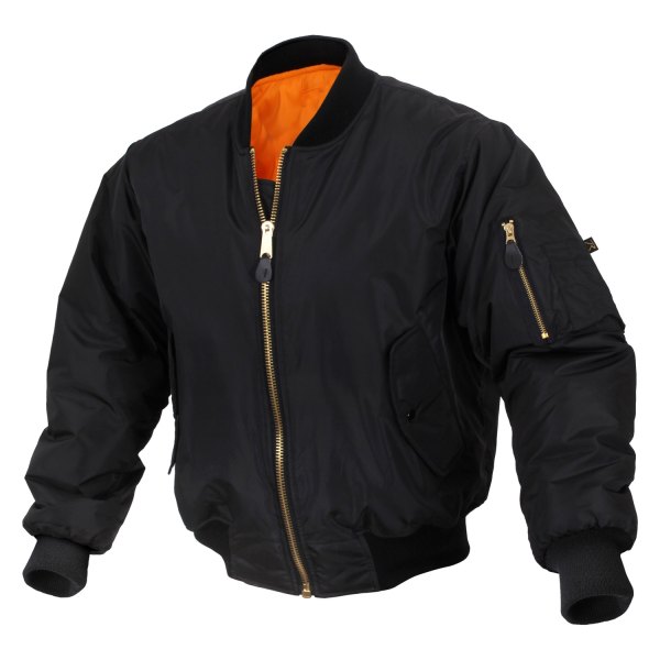 Rothco® - MA-1 Men's X-Small Black Enhanced Nylon Flight Jacket