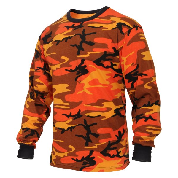 Rothco® - Men's Small Savage Orange Camo Long Sleeve T-Shirt