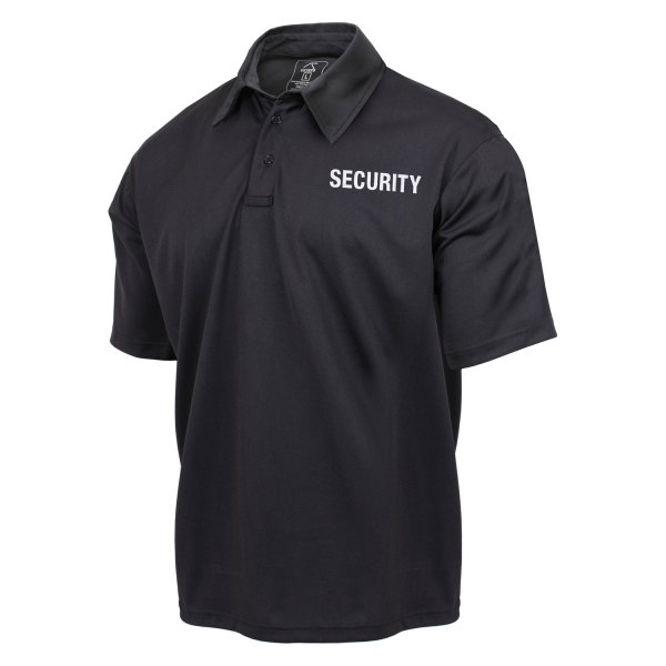 Rothco® - SECURITY Men's XX-Large Black Moisture Wicking Polo Shirt with White Lettering