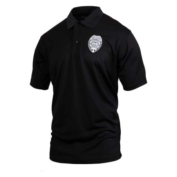 Rothco® - SECURITY Men's Small Black Moisture Wicking Polo Shirt with Badge