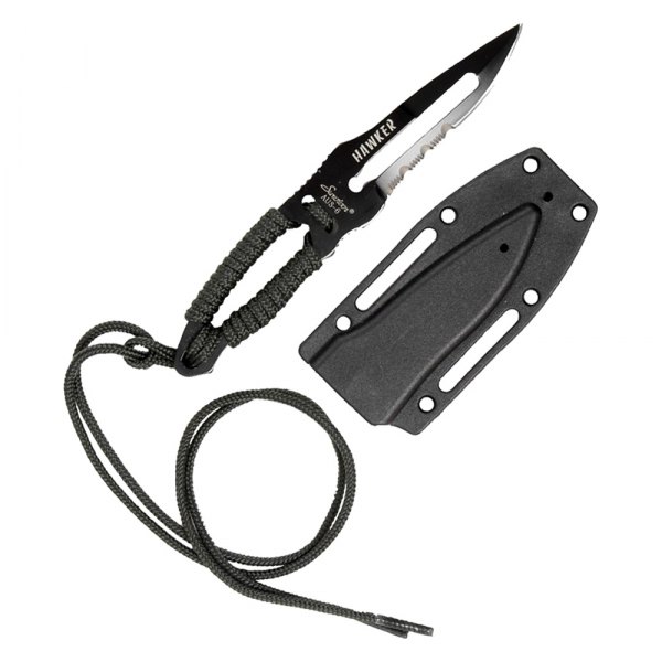Rothco® - 5" Black Drop Point Serrated Paracord Fixed Knife with Sheath