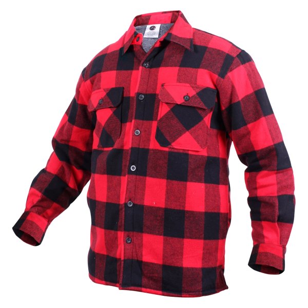 Rothco® - Men's Buffalo Medium Red Sherpa Lined Plaid Flannel Long Sleeve Shirt