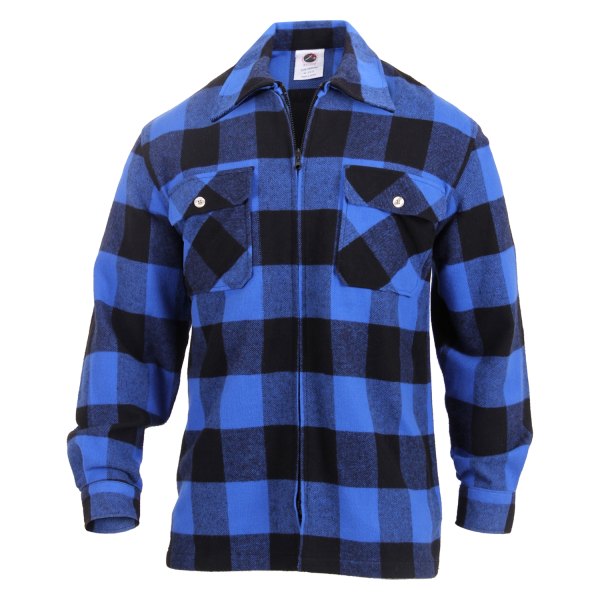 Rothco® - Men's Concealed Carry Large Blue Plaid Flannel Long Sleeve Shirt