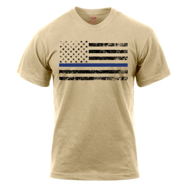 Rothco® - Thin Blue Line Men's Large Desert Sand T-Shirt