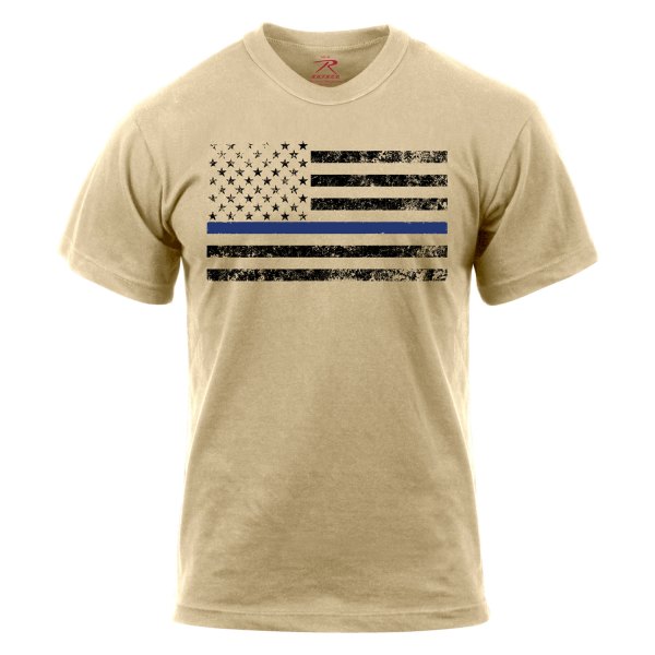 Rothco® - Thin Blue Line Men's X-Large Desert Sand T-Shirt