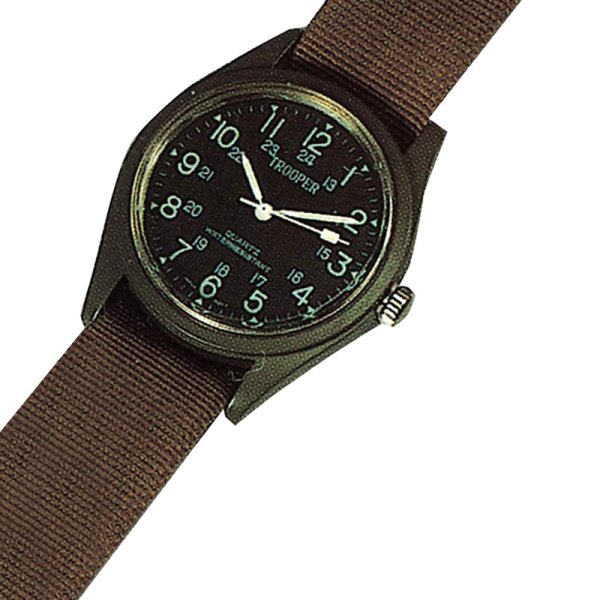 Rothco® - Field Round Green Stainless Steel Watch with Brown Band