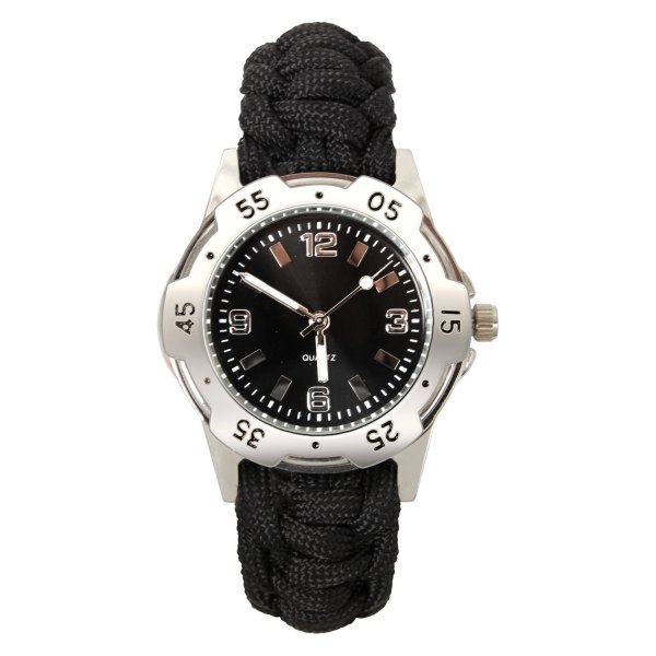 Rothco® - Paracord 8" Round Silver Stainless Steel Watch with Black Polymer Band