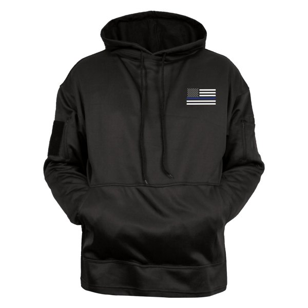 Rothco® - Honor and Respect Thin Blue Line Men's Large Black Pullover Hoodie with Concealed Carry