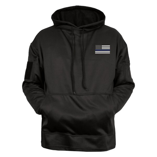 Rothco® - Honor and Respect Thin Blue Line Men's Medium Black Pullover Hoodie with Concealed Carry