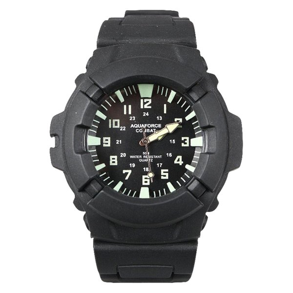 Rothco® - Aquaforce™ Combat Round Black Polymer Watch with Black rubber Band