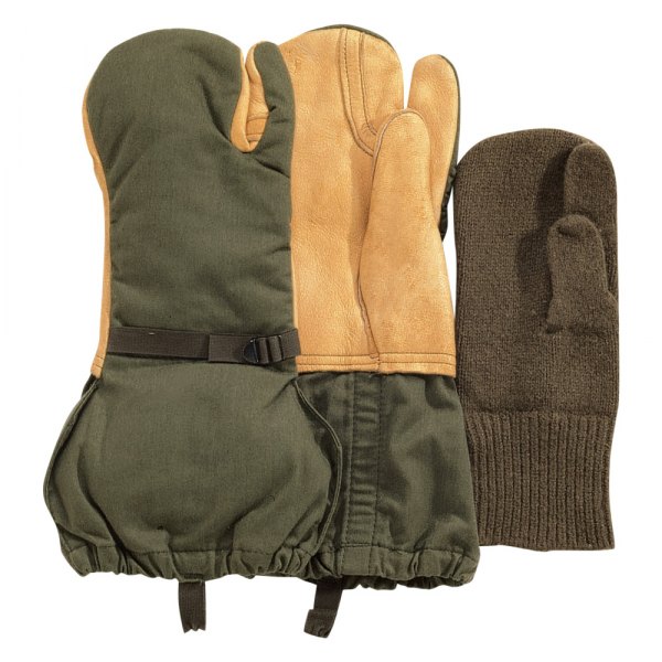 Rothco® - G.I. Green/Orange Leather/Wool Trigger Finger Mittens