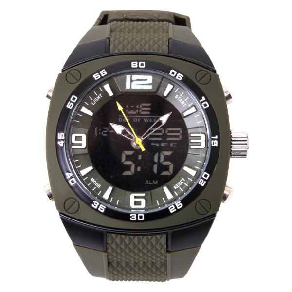 Rothco® - Xlarge Unique Green Black Watch with Green Rubber Band