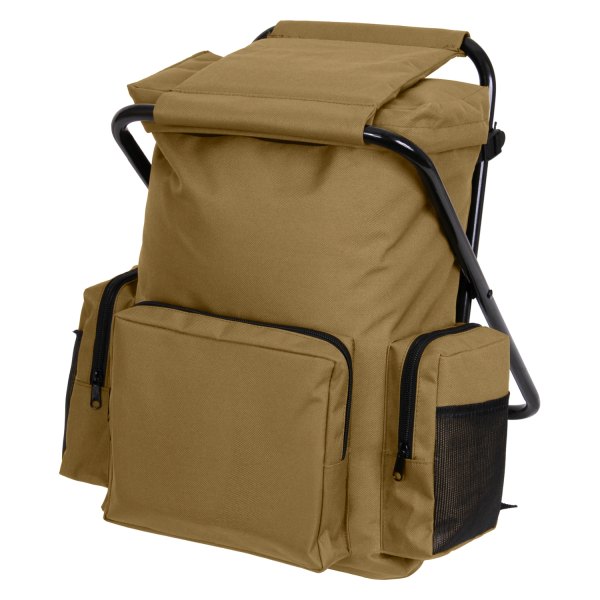 Rothco® - 17.5" x 11" x 4" Coyote Brown Tactical Backpack with Stool Combo Pack