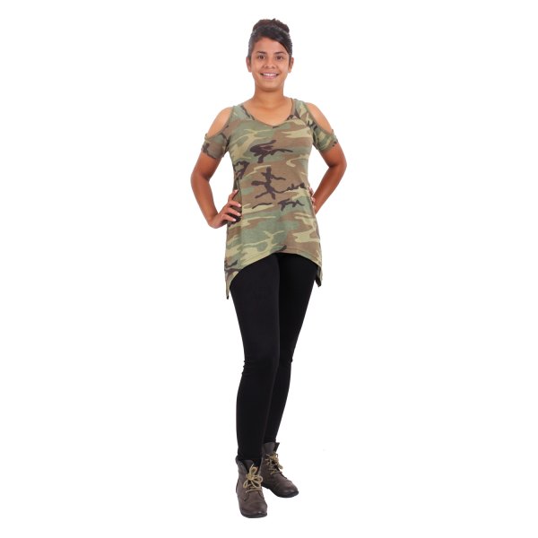Rothco® - Women's XX-Large Woodland Camo Cold Shoulder Top