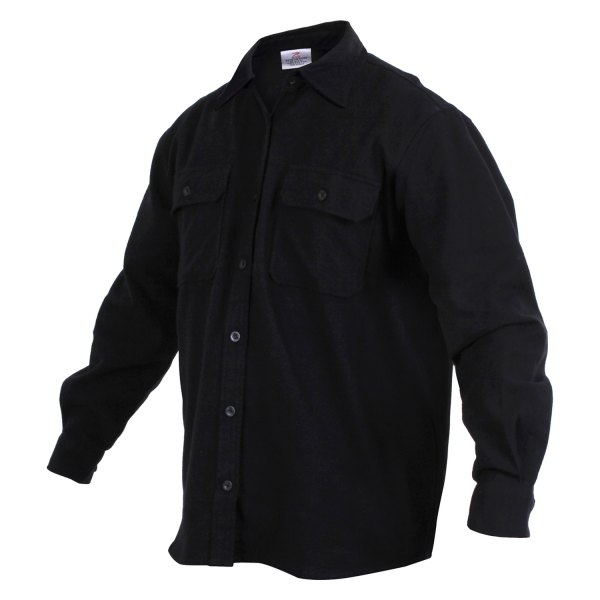 Rothco® - Men's Medium Black Solid Flannel Long Sleeve Shirt