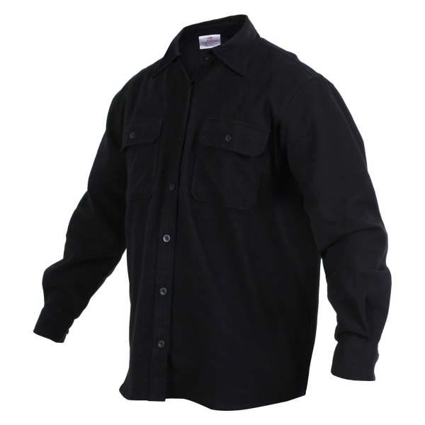 Rothco® - Men's Small Black Solid Flannel Long Sleeve Shirt