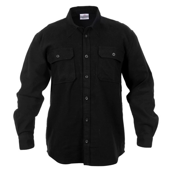 Rothco® - Men's XX-Large Black Solid Flannel Long Sleeve Shirt