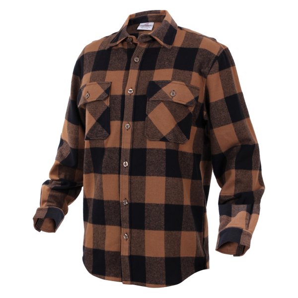 Rothco® - Men's Buffalo Large Brown Plaid Flannel Long Sleeve Shirt