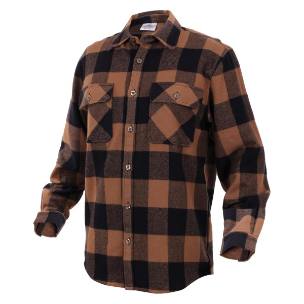 Rothco® - Men's Buffalo Small Brown Plaid Flannel Long Sleeve Shirt