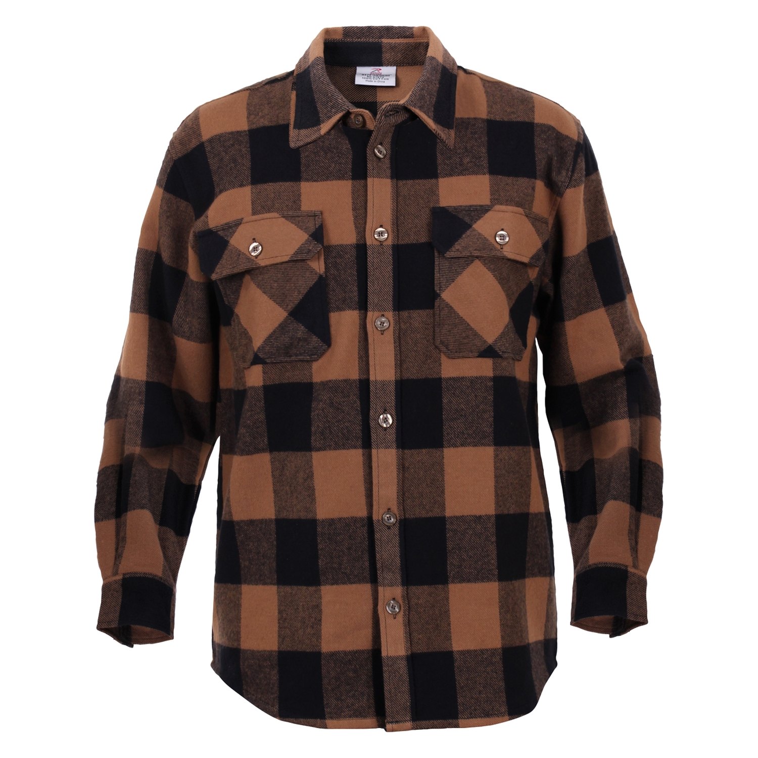 Men's Buffalo 4X-Large Brown Plaid Flannel Long Sleeve Shirt