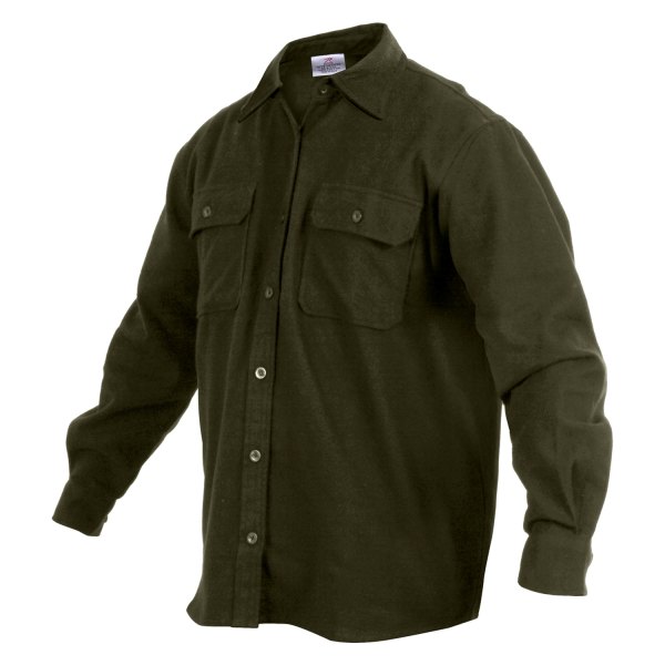 Rothco® - Men's Large Olive Drab Solid Flannel Long Sleeve Shirt