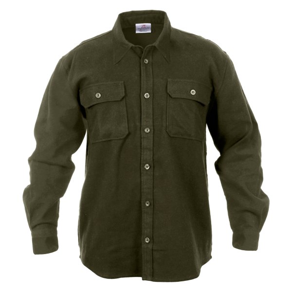 Rothco® - Men's XX-Large Olive Drab Solid Flannel Long Sleeve Shirt