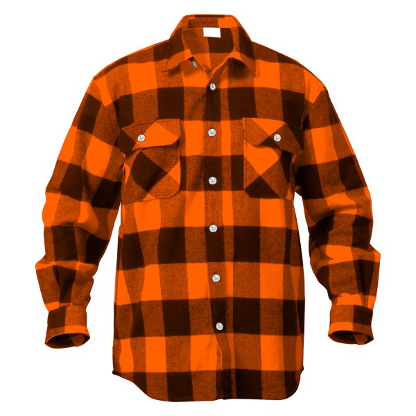 Rothco® - Men's Buffalo 4X-Large Orange Plaid Flannel Long Sleeve Shirt