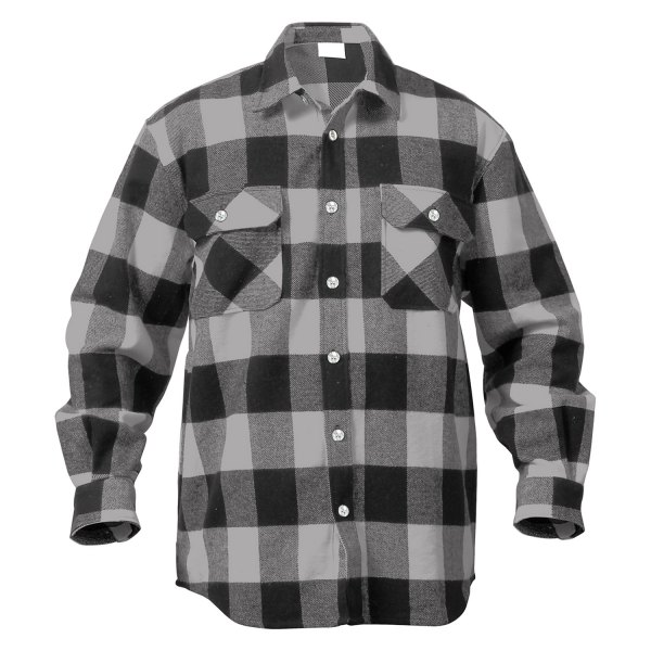 Rothco® - Men's Buffalo XX-Large Gray Plaid Flannel Long Sleeve Shirt