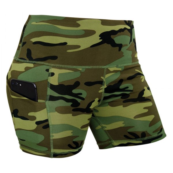 Rothco® - Women's Small Woodland Camo Workout Performance Legging Shorts