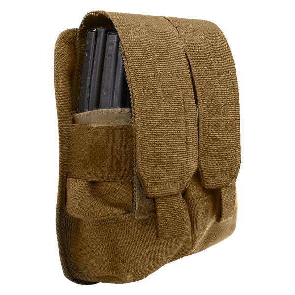 Rothco® - 7.5" x 8" Coyote Brown MOLLE Double Mag Rifle Tactical Pouch