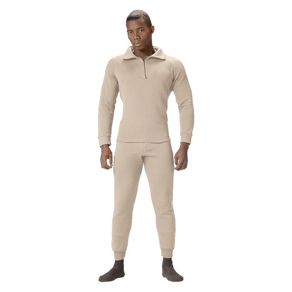Rothco® - ECWCS Men's Large Desert Sand Poly Collar Shirt with 1/4 Zip
