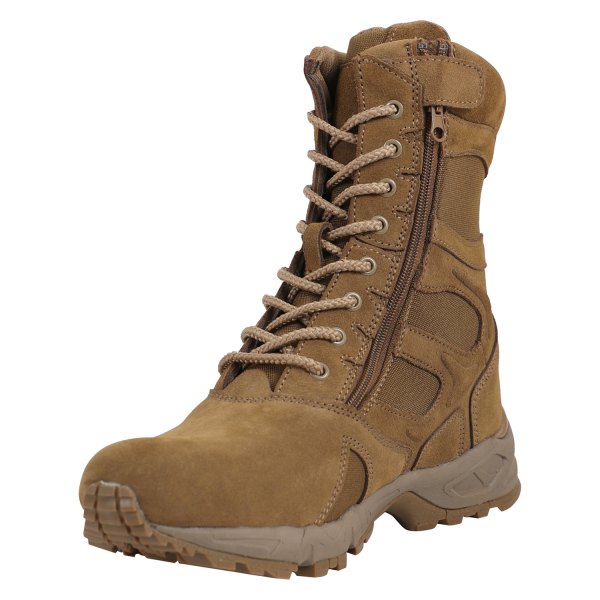 Rothco® - forced Entry Men's 8" AR 670-1 Coyote Brown Regular Width Deployment Boots with Side Zip