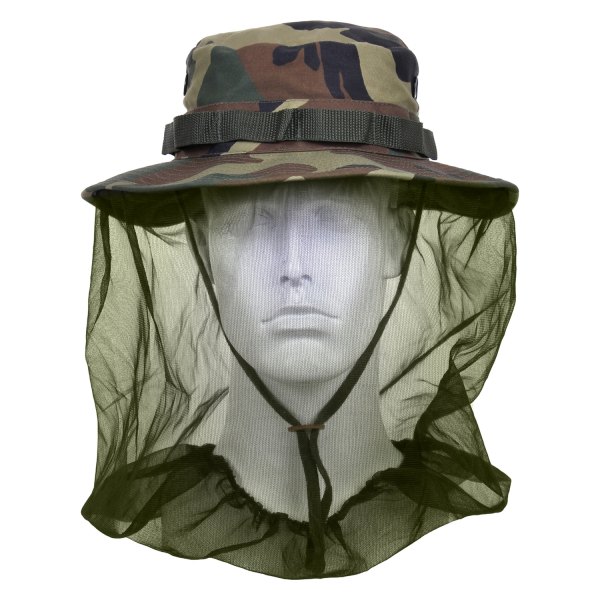 Rothco® - 7-1/2 Woodland Camo/Olive Drab Boonie Hat with Mosquito Netting