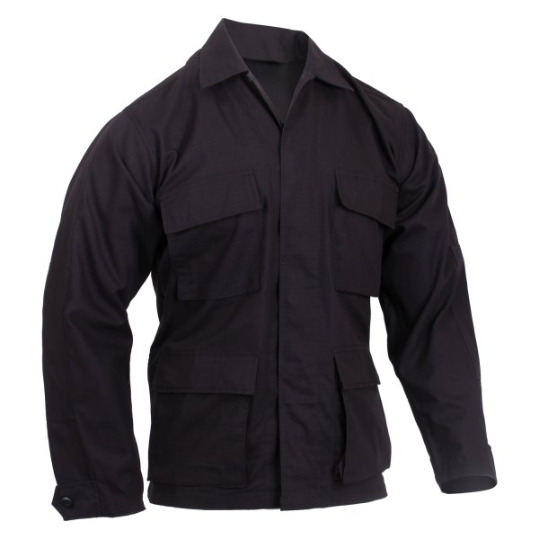 Rothco® - BDU Men's Small Black Ripstop Regular Long Sleeve Shirt