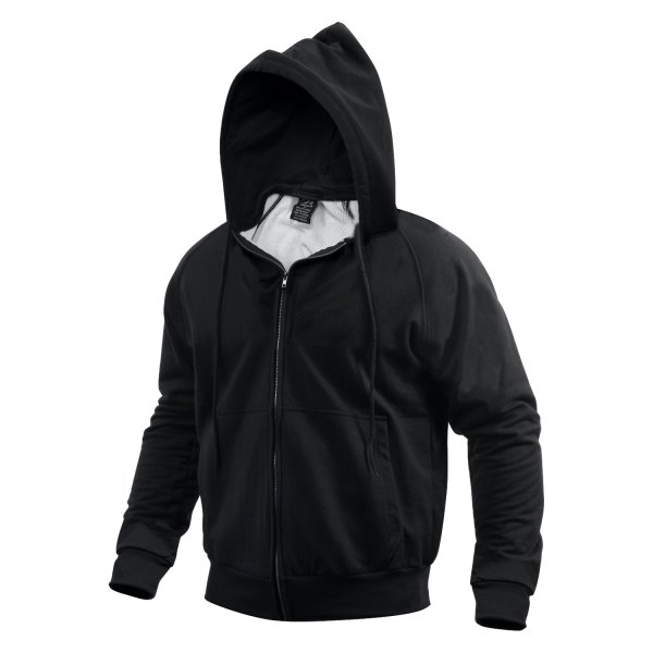 Rothco® - Men's Small Black Thermal Lined Hoodie with Full Zip