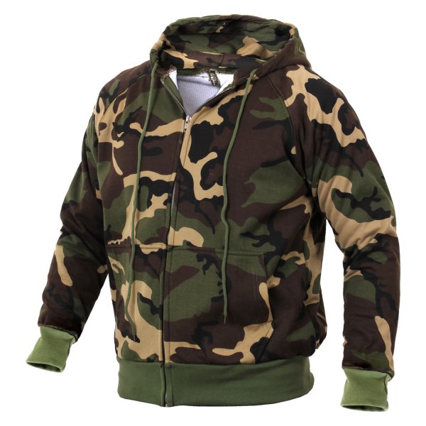 Rothco® - Men's Medium Woodland Camo Thermal Lined Hoodie with Full Zip