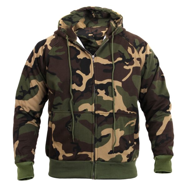 Rothco® - Men's 3X-Large Woodland Camo Thermal Lined Hoodie with Full Zip
