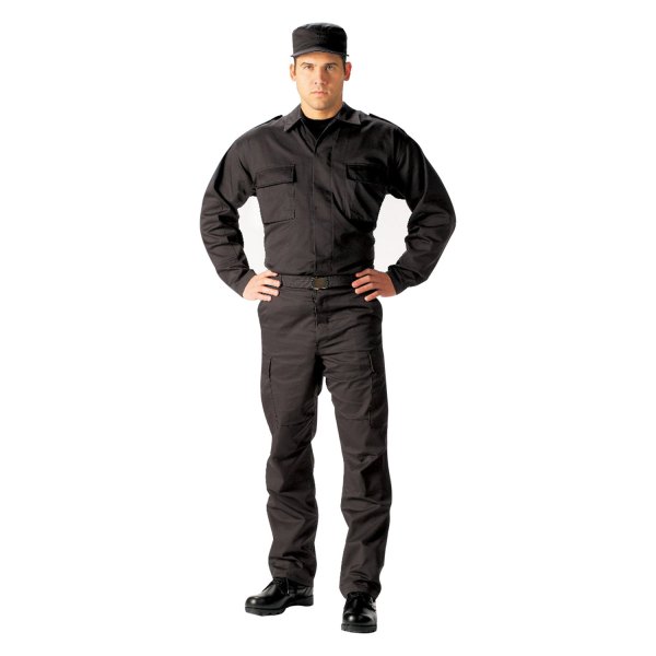 Rothco® - Tactical BDU Men's X-Large Black Long Sleeve Shirt with 2 Pocket