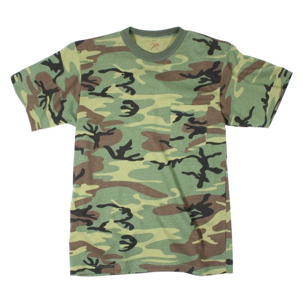 Rothco® - Men's Small Woodland Camo T-Shirt with Pocket