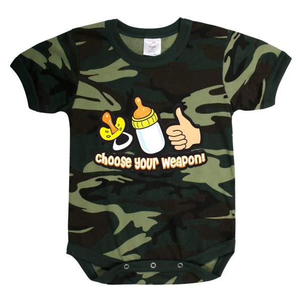 Rothco® - Choose Your Weapon Infant 12-18 Months Woodland Camo Bodysuit